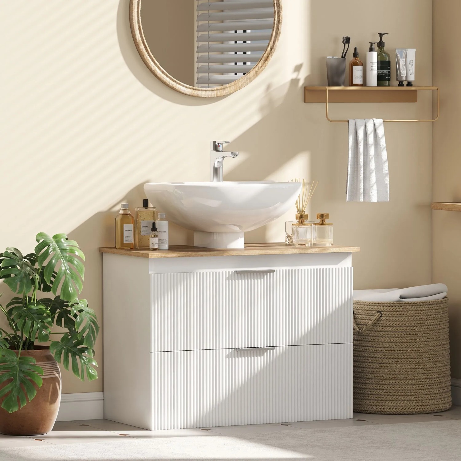 HOMCOM-Waschbeckenunterschrank-80L x 40B x 60H cm_2