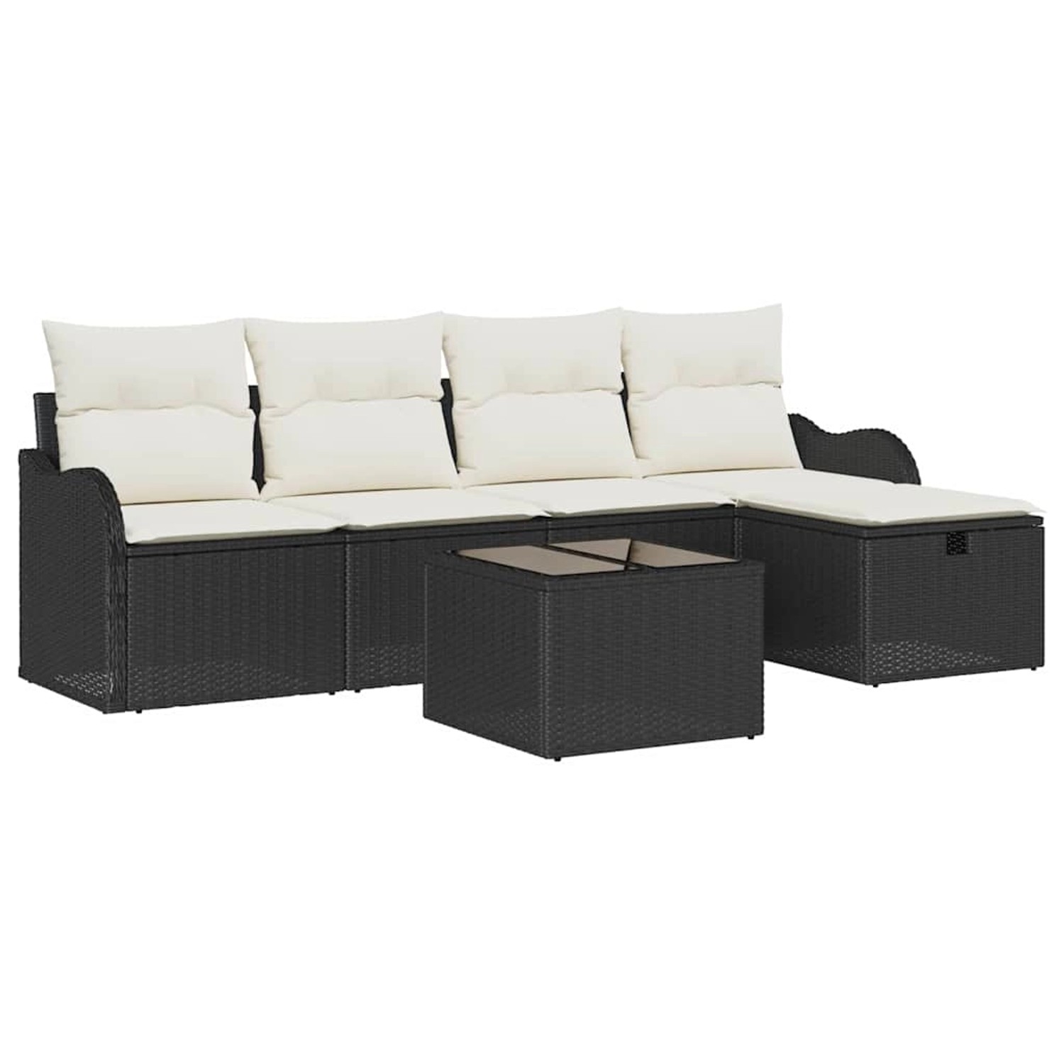 vidaXL Garten-Sofa-Set mit Kissen 6-Tlg Schwarz Poly Rattan 3360298 günstig online kaufen