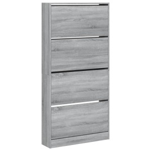 vidaXL Schuhschrank mit 4 Klappen Grau Sonoma 80x21x163,5 cm 3214369