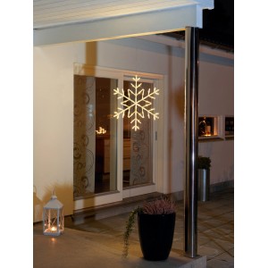 Beleuchtete Konstsmide LED Acryl Schneeflocke mit 60 warmweißen LEDs für Innen und Außen.