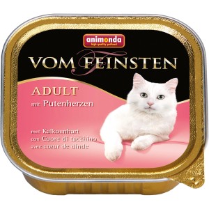 Vom Feinsten Katzen-Nassfutter Adult Putenherzen, 100g Dose. Alleinfuttermittel für ausgewachsene Katzen.