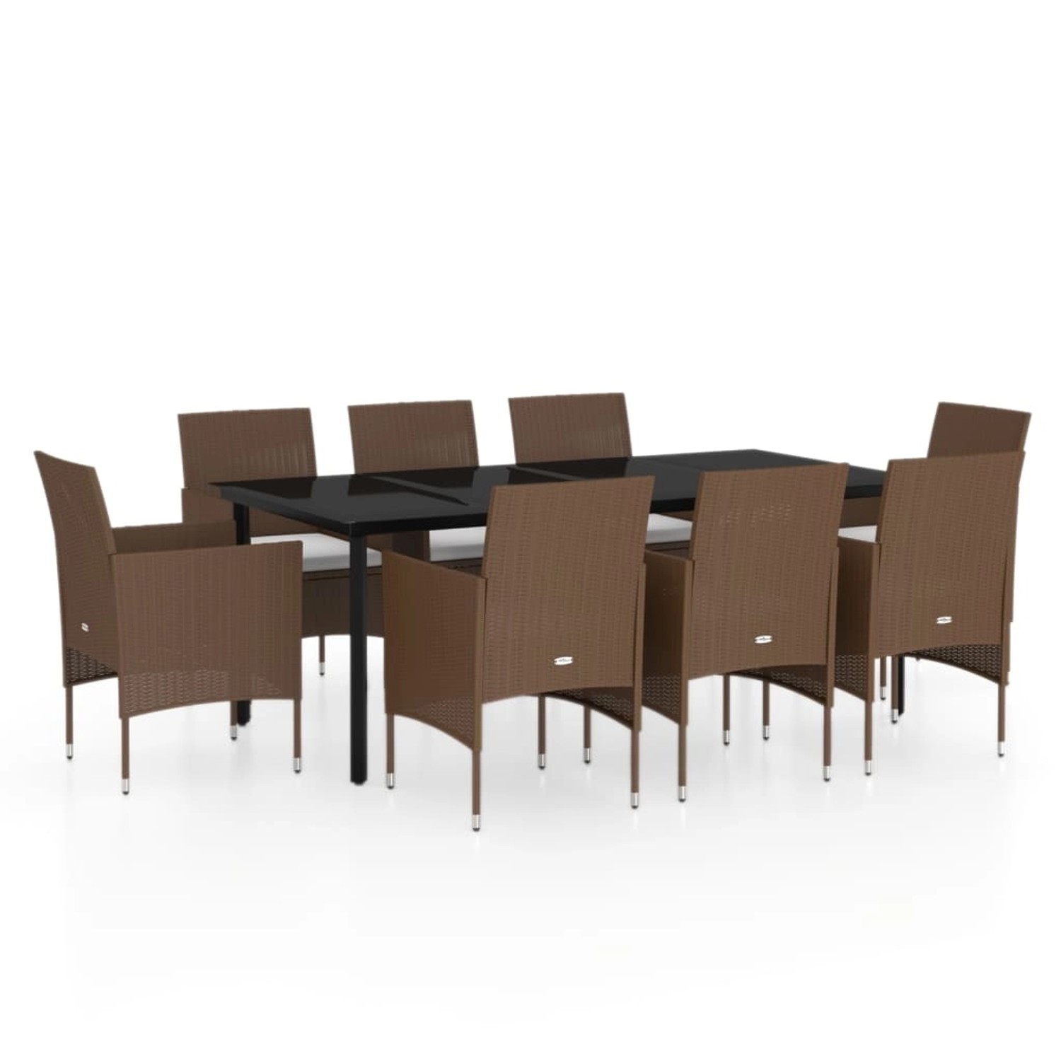 vidaXL 9-Tlg Garten-Essgruppe mit Auflagen Braun und Schwarz 3099304