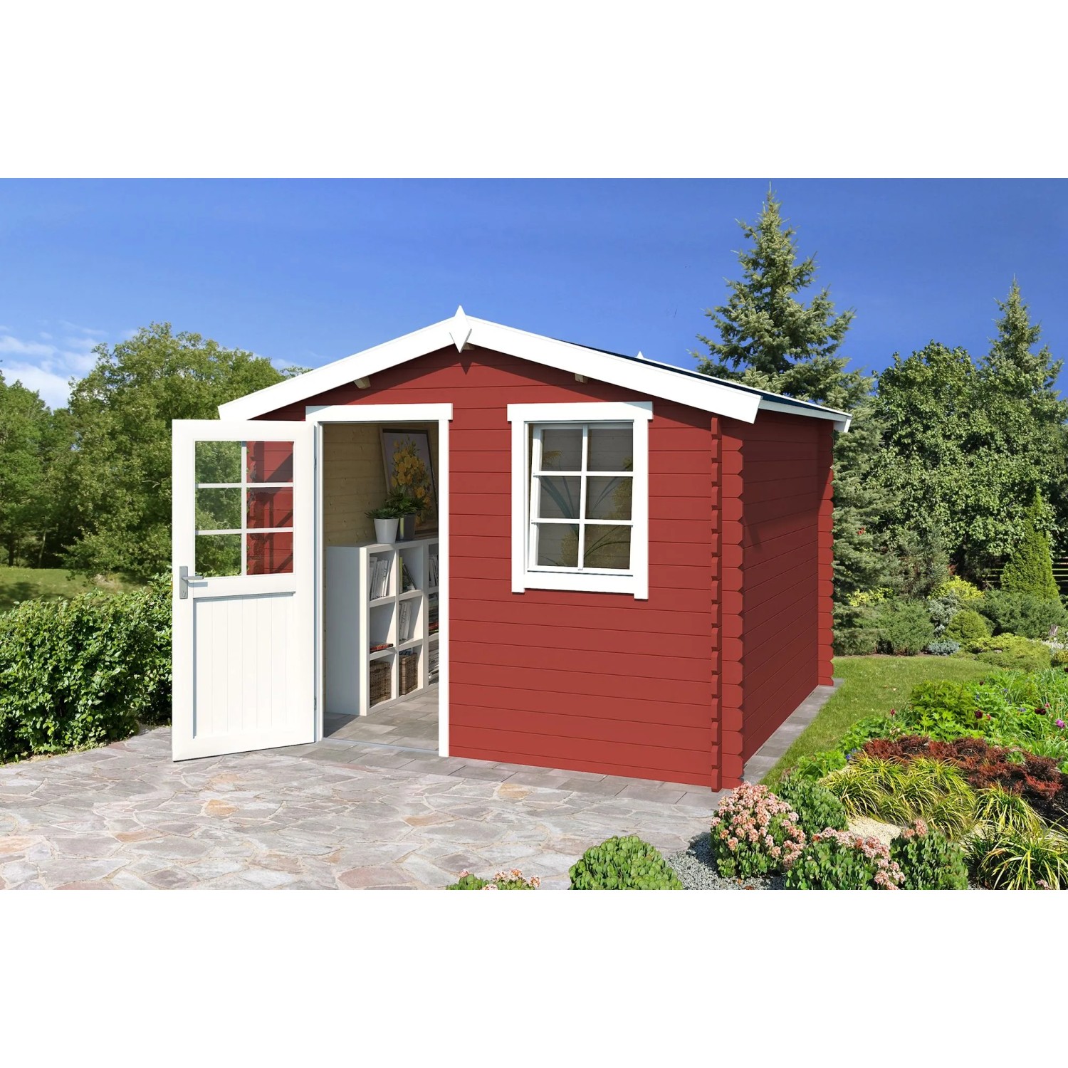 Lasita Holz-Gartenhaus Nina 275 Satteldach Schwedenrot Lasiert 275 cm x 275 cm