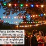 Bunte LED Partylichterkette für außen, 20m, mit 30 Kugellampen, schafft festliche Stimmung im Biergarten.