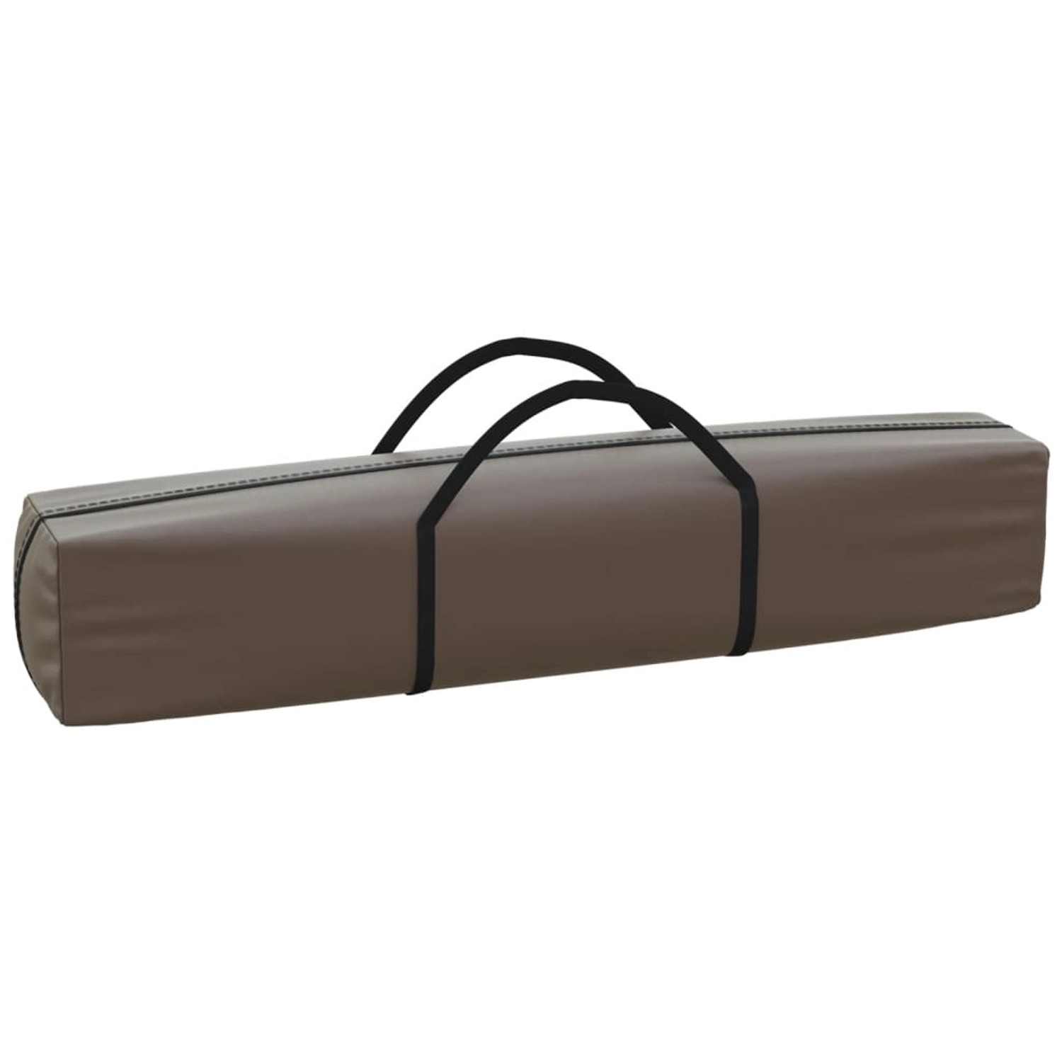 Verpacktes, faltbares Partyzelt vidaXL in Taupe mit Tragegriffen.
