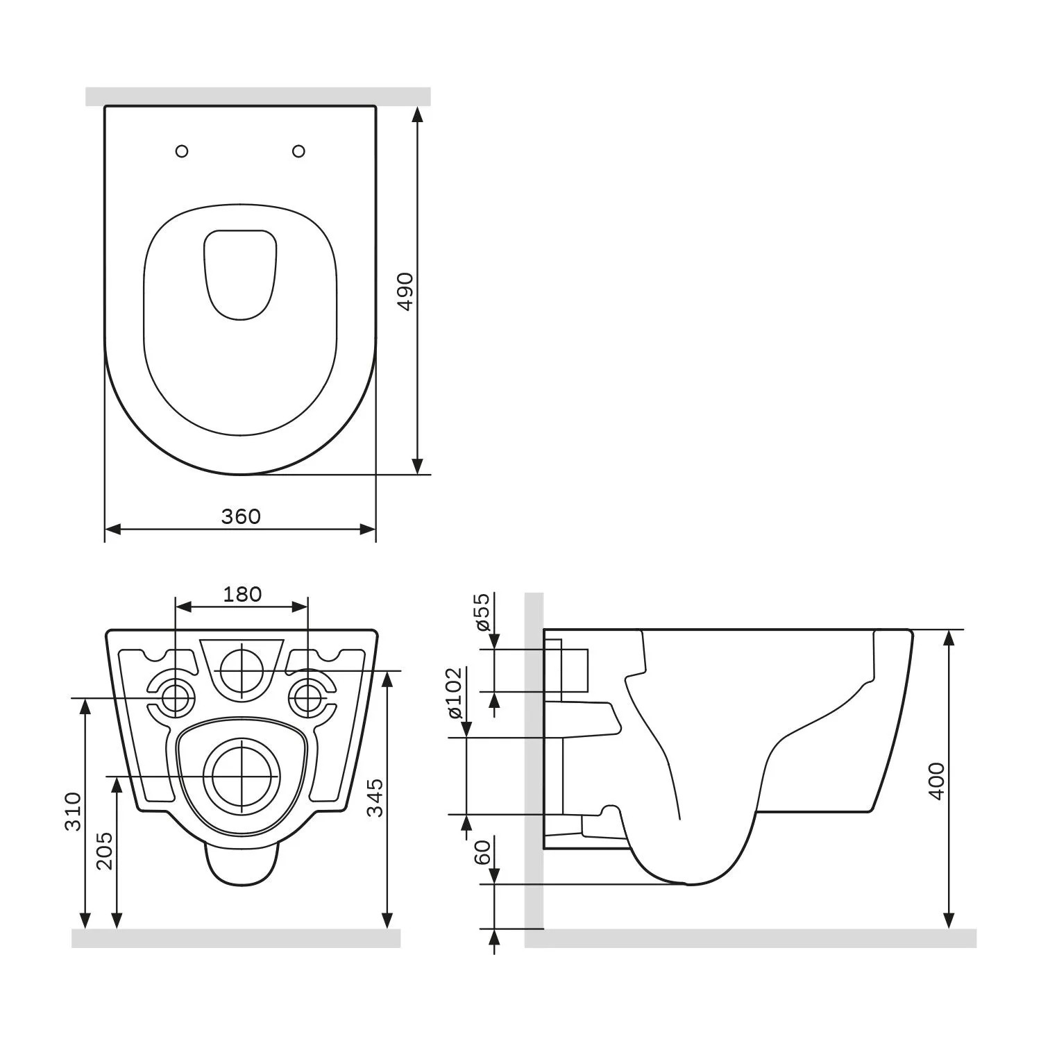 AM.PM Wand WC mit Softclosing Sitzabdeckung Func Spülrandlos Toilette Hänge WC CFA1700SC FlashClean_10