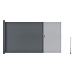 Juskys Seitenmarkise Dubai, 500x180 cm, Dunkelgrau, ausziehbarer Sicht- und Windschutz für Terrasse und Balkon.