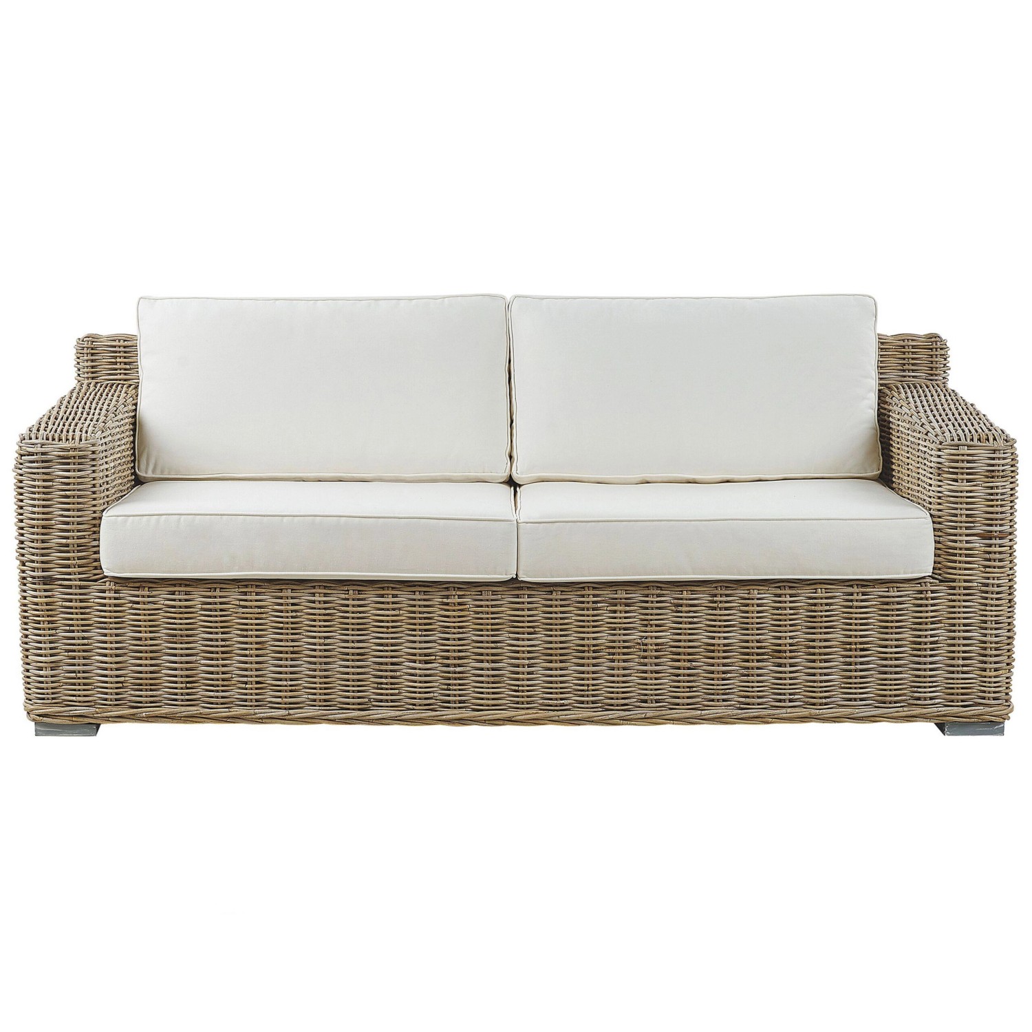 Beliani Gartensofa Naturfarben Beige Weiss 90x194x70 günstig online kaufen