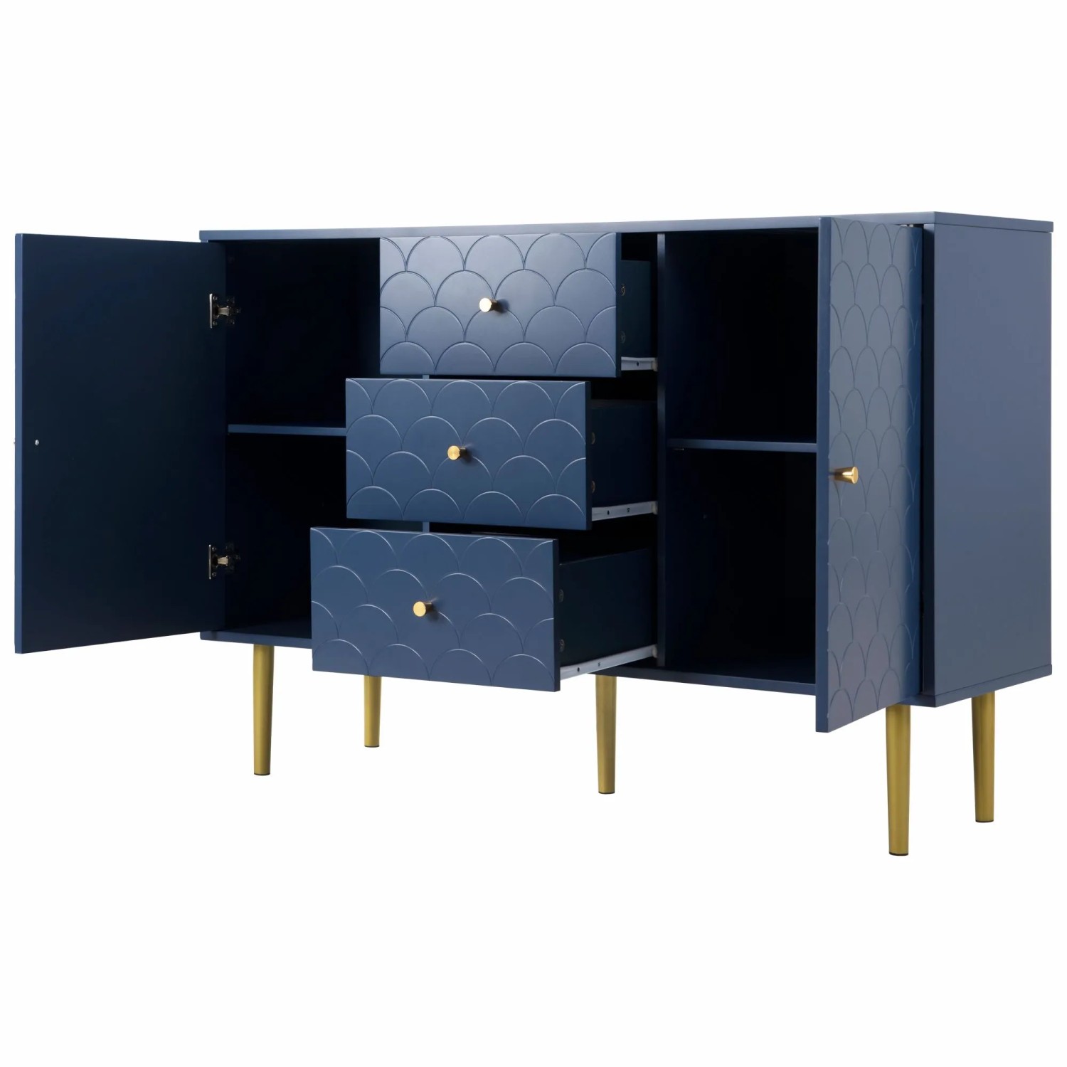 Okwish Sideboard Mit Türen Schubladen Wohnzimmer Schlafzimmer 83x120x40cm Marineblau