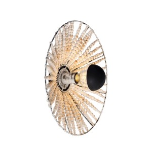 QAZQA Moti orientalische Wandleuchte in Beige-Schwarz mit Holzperlen. Dekorative Lampe für Wohnräume.