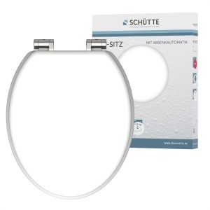 Schütte WC-Sitz Spirit White aus MDF mit Absenkautomatik, Frontansicht.