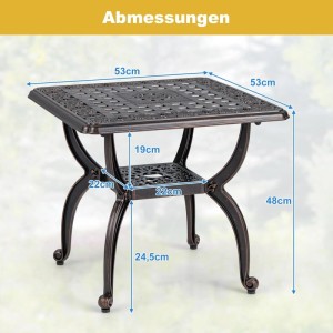 Costway Beistelltisch Wetterfest 53 x 53 x 48 cm Balkontisch