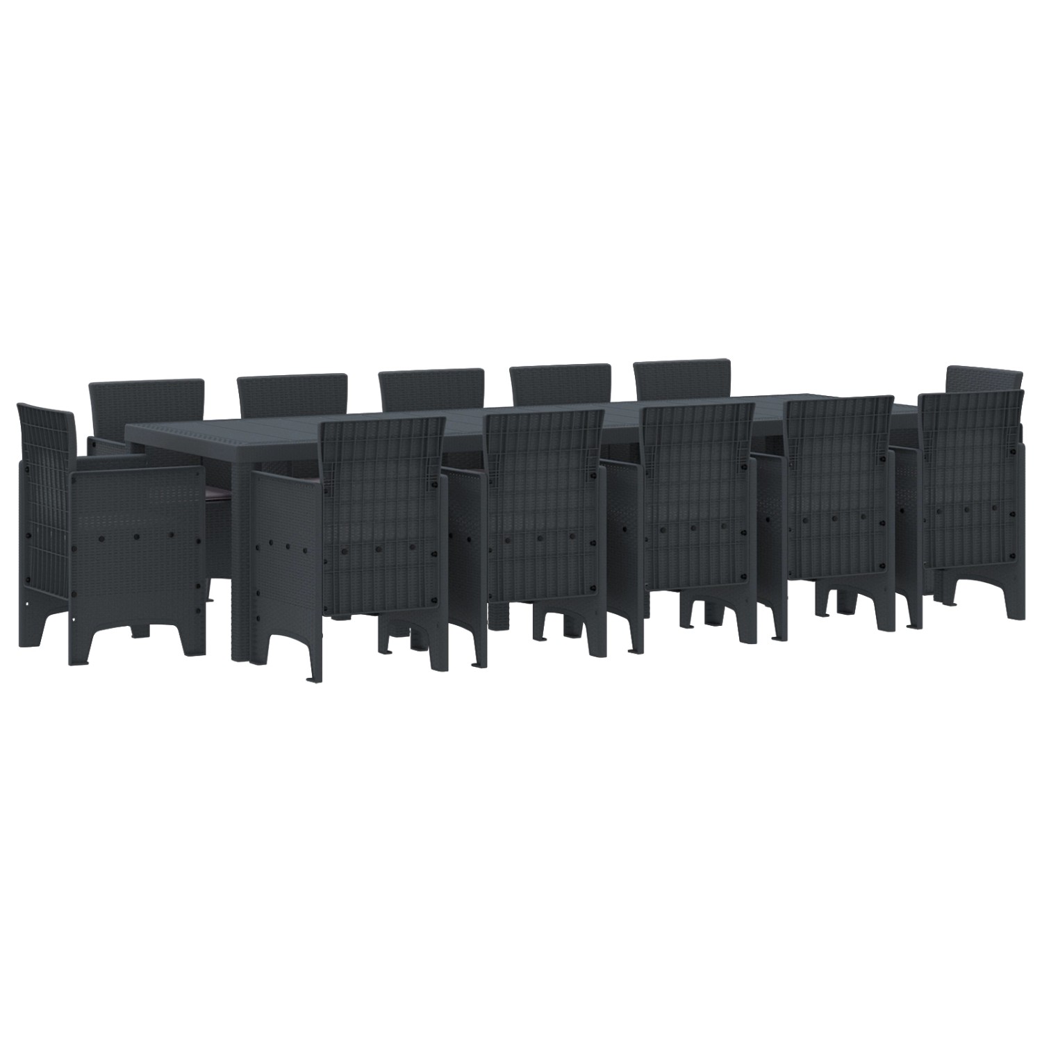 vidaXL 13-Teiliges Garten Esstisch Set mit Kissen Anthrazit Poly-Rattan 3378615