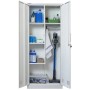 PROREGAL Flügeltürenschrank Rhino Mit 2 Türen Abschließbar HxBxT 170x70x30cm 5 Fächern & Kleiderstange Stahl Pulverbeschichtet Weiß Putzmittelschrank