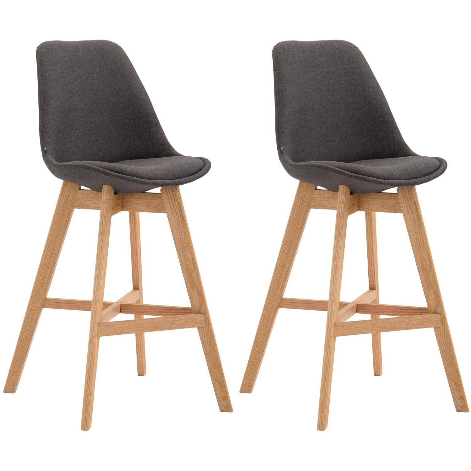 DELUKE 2er Set Barhocker DUMIR Stoff Dunkelgrau 48x56x112cm Barstuhl Mit Lehne Tresenhocker Tresenstuhl
