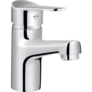 Glänzende Einhebel-Waschtischarmatur Carsoli Chrom mit flachem Hebel für Bad und Waschbecken.