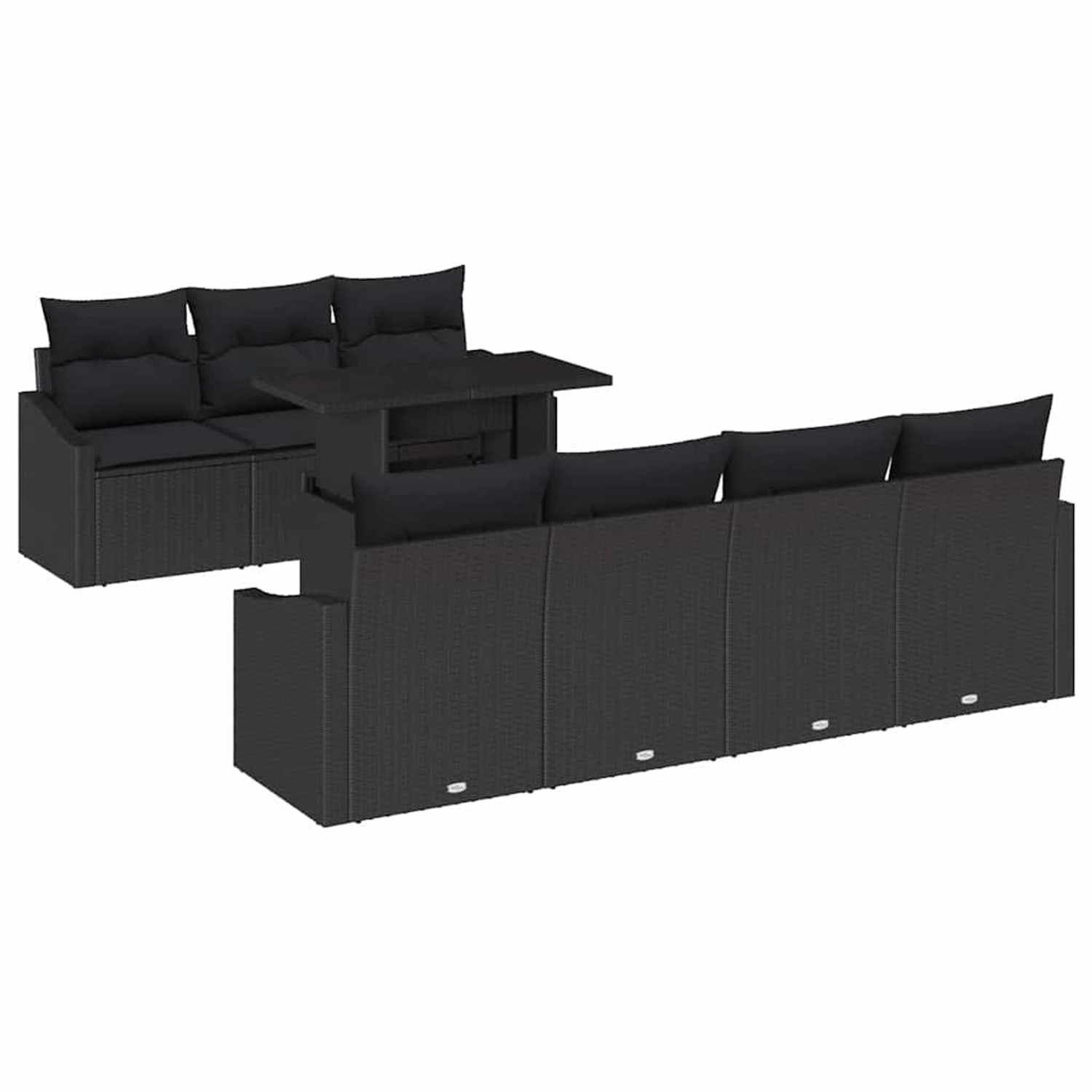 vidaXL 8-Teiliges Garten-Sofa-Set mit Kissen in Schwarz aus Poly Rattan 335 günstig online kaufen