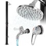 ML-Design Solardusche, 20L, schwarz, mit Regenduschkopf und Fußdusche. Ideal für den Garten.