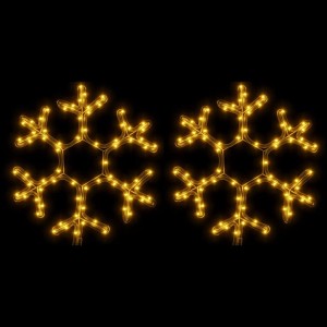 Zwei LED-Schneeflocken, warmweiß, 38x37 cm, Weihnachtsdekoration.
