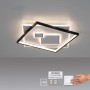 Moderne LED-Deckenleuchte Mailak von Paul Neuhaus, weiß/schwarz, quadratisches Design.