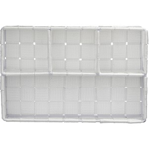 Weißer Wenko Organizer Adria mit 4 Fächern aus Kunststoff-Geflecht, 26x6,5x17cm.