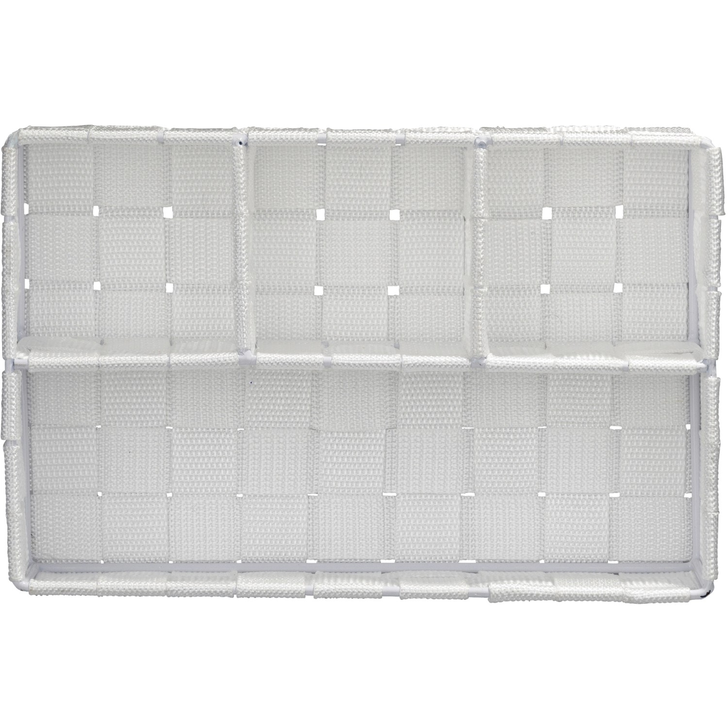 Weißer Wenko Organizer Adria mit 4 Fächern aus Kunststoff-Geflecht, 26x6,5x17cm.