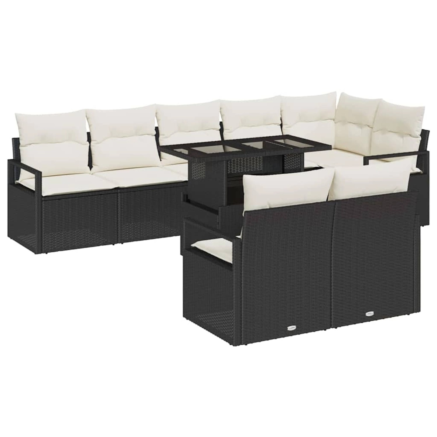 vidaXL Garten-Sofa-Set mit Speicher 9-Tlg Schwarz Poly Rattan 3357580 günstig online kaufen