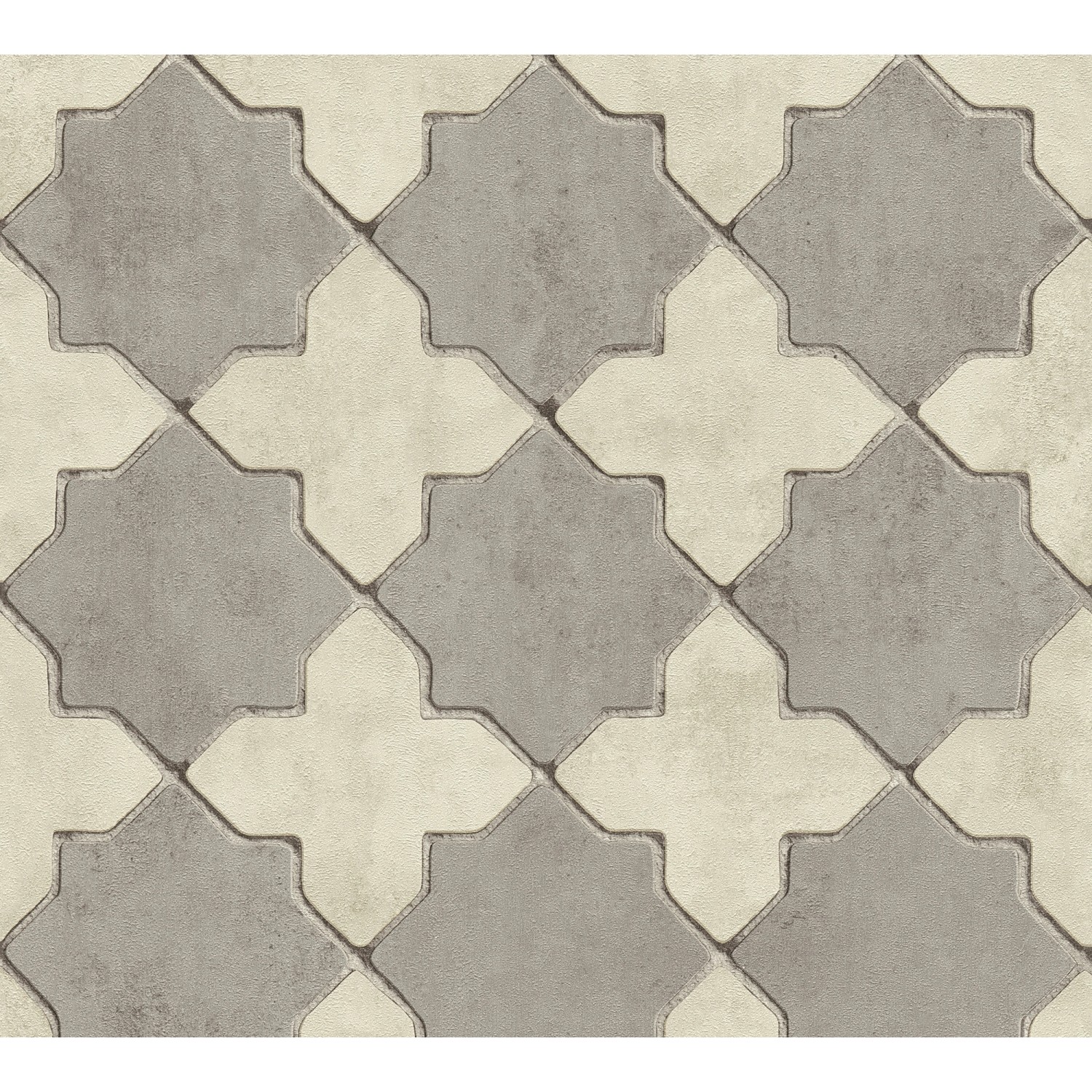 Vliestapete New Walls Fliesenoptik Matt Leicht Strukturiert Grau Creme FSC®