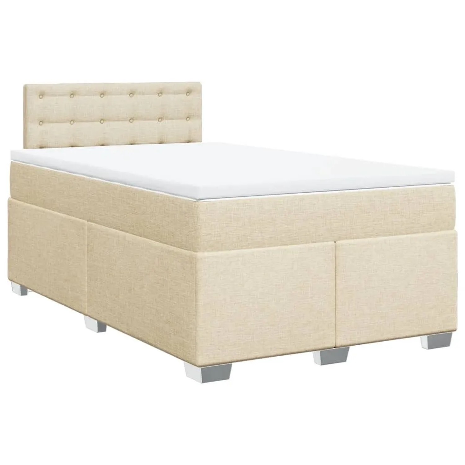 vidaXL Boxspringbett mit Matratze Creme 120x190 cm Stoff 3288146