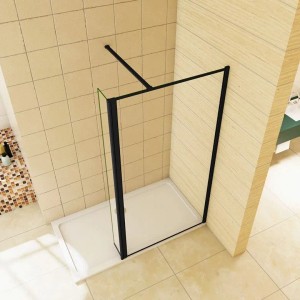 Duschparadies Walk In Dusche 120cm Mit 30cm Flipper 8mm Nano Glas Seitenwand Duschwand Schwarzrahmen