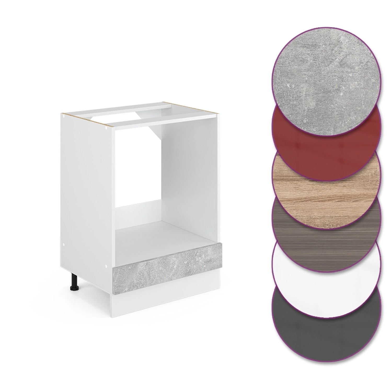 Vicco Herdumbauschrank R-Line Herdschrank Beton/Weiß 60 cm AP Eiche günstig online kaufen