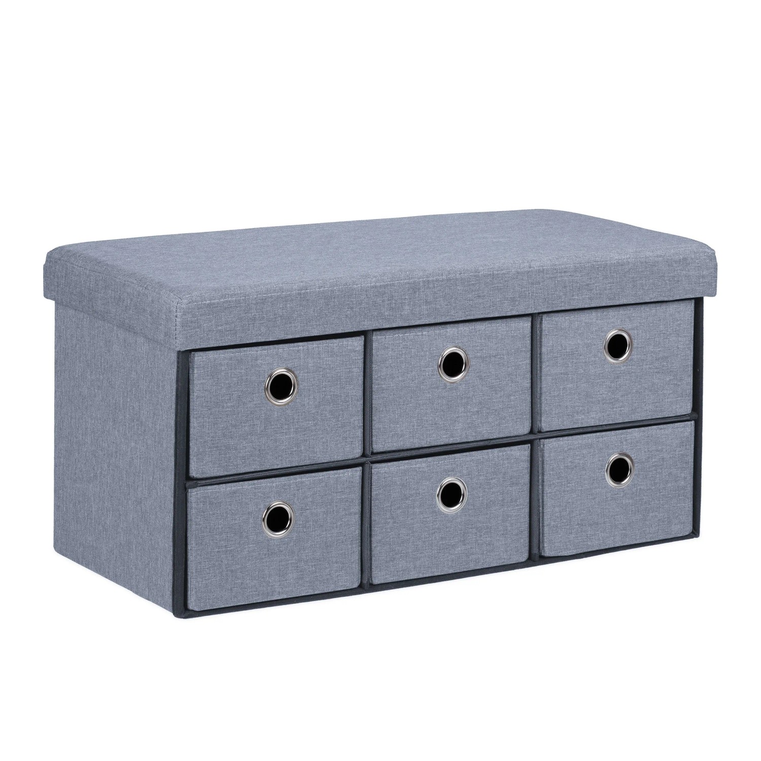 Relaxdays Sitzkommode MDF Grau Faltbar mit 6 Schubfächern 39 cm x 76 cm x 38 cm 11 kg