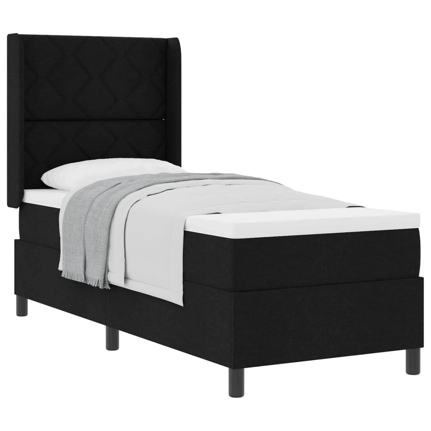 vidaXL Boxspringbett mit Matratze Schwarz 80 x 200 cm Stoff 3341674