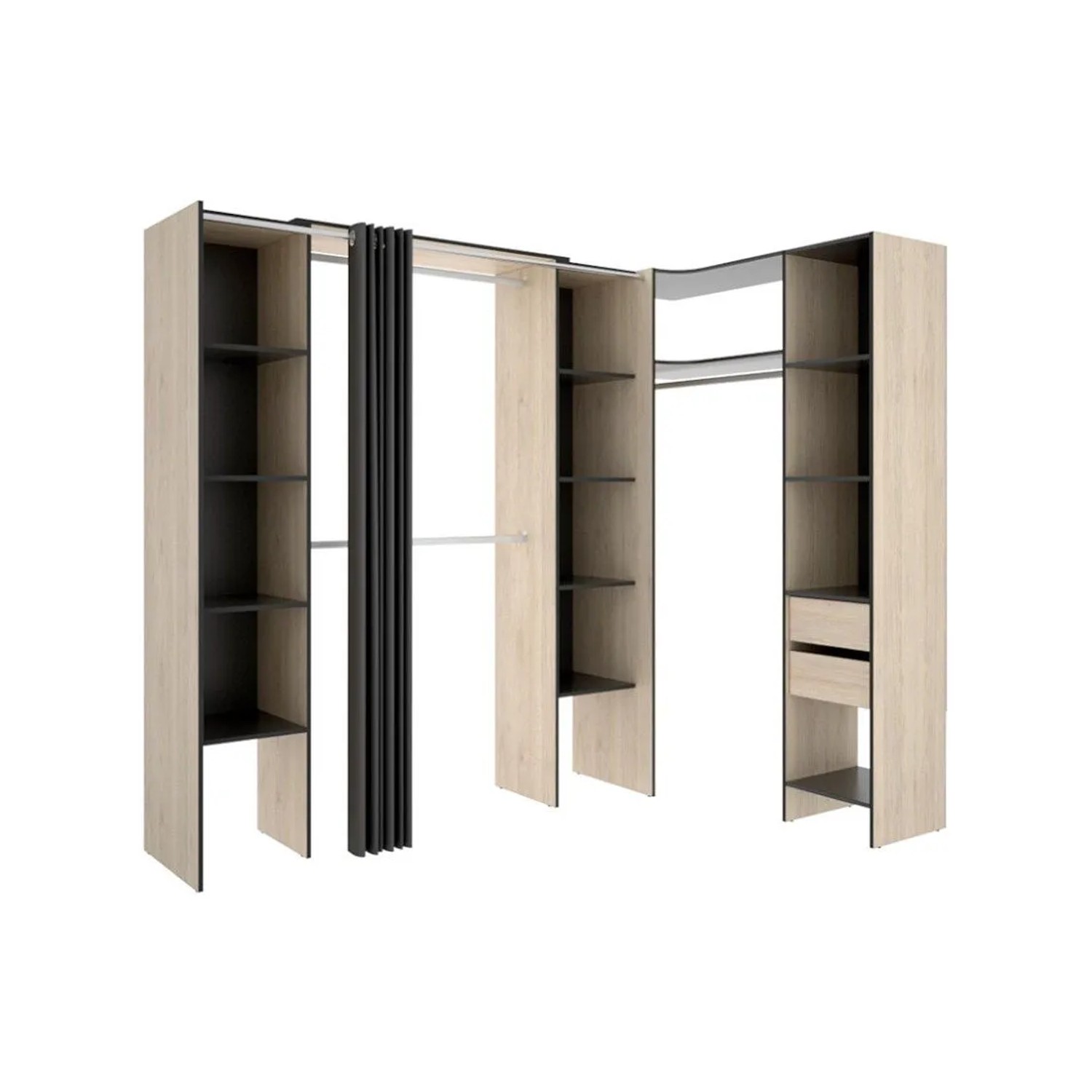 Vente-unique Offener Kleiderschrank Dorian Anthrazitgrau 164 cm  234 cm
