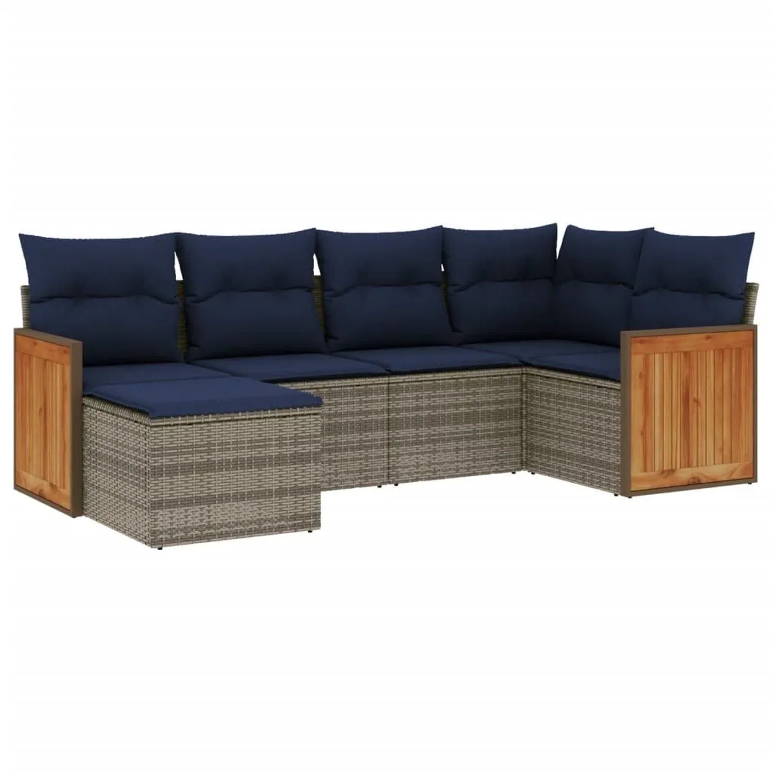vidaXL 6-Tlg Gartensofa-Set mit Kissen Grau Polyrattan 3227860 günstig online kaufen