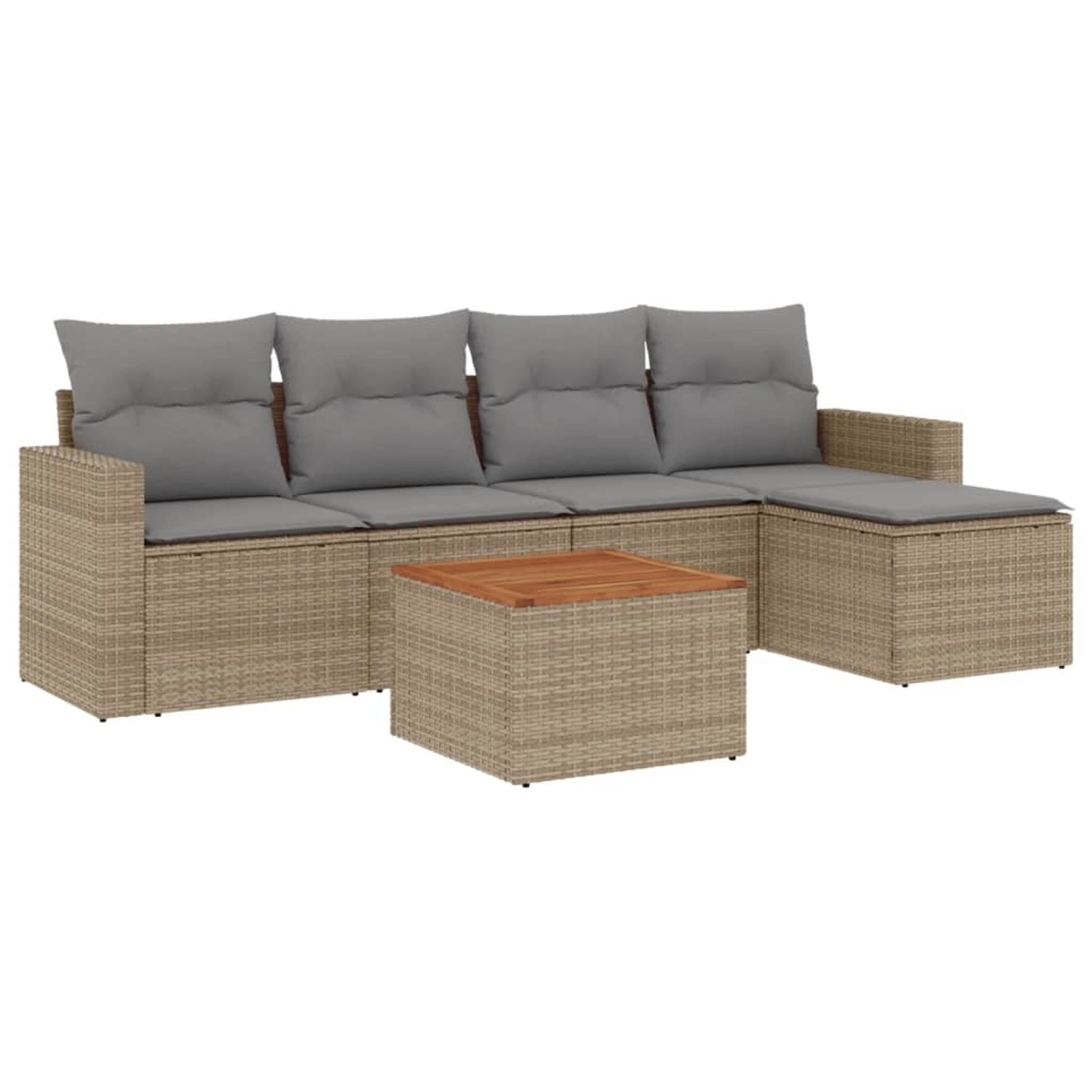 vidaXL 6-Tlg Garten-Sofagarnitur mit Kissen Beige Poly Rattan 3256430 günstig online kaufen