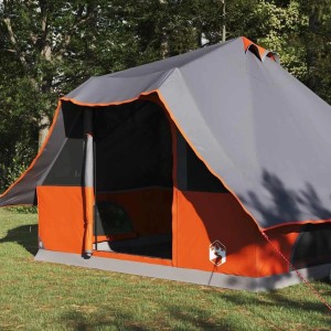 vidaXL Tipi Zelt mit Dach Grau und Orange 358 x 296 x 258 cm Taft 42000971