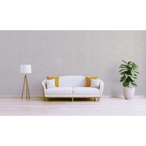 Wohnraum mit brauner Tadessi Papiertapete im Vintage-Retro-Stil an der Wand.