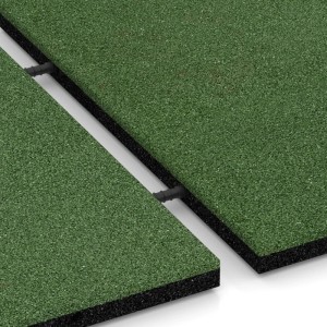 Grüne WARCO Fallschutzplatten 50x50 cm mit Steckverbindern für Spielplatz oder Garten.