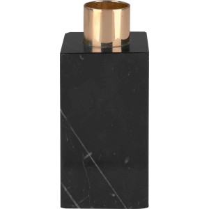 Schwarzer Marmor Kerzenhalter mit goldenem Einsatz, Modern Antique, 10 cm hoch.