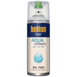 Belton Free AQUAcolours Buntlack Spray, RAL 7035 Lichtgrau matt, 400 ml. Wasserbasiert, geruchsneutral.