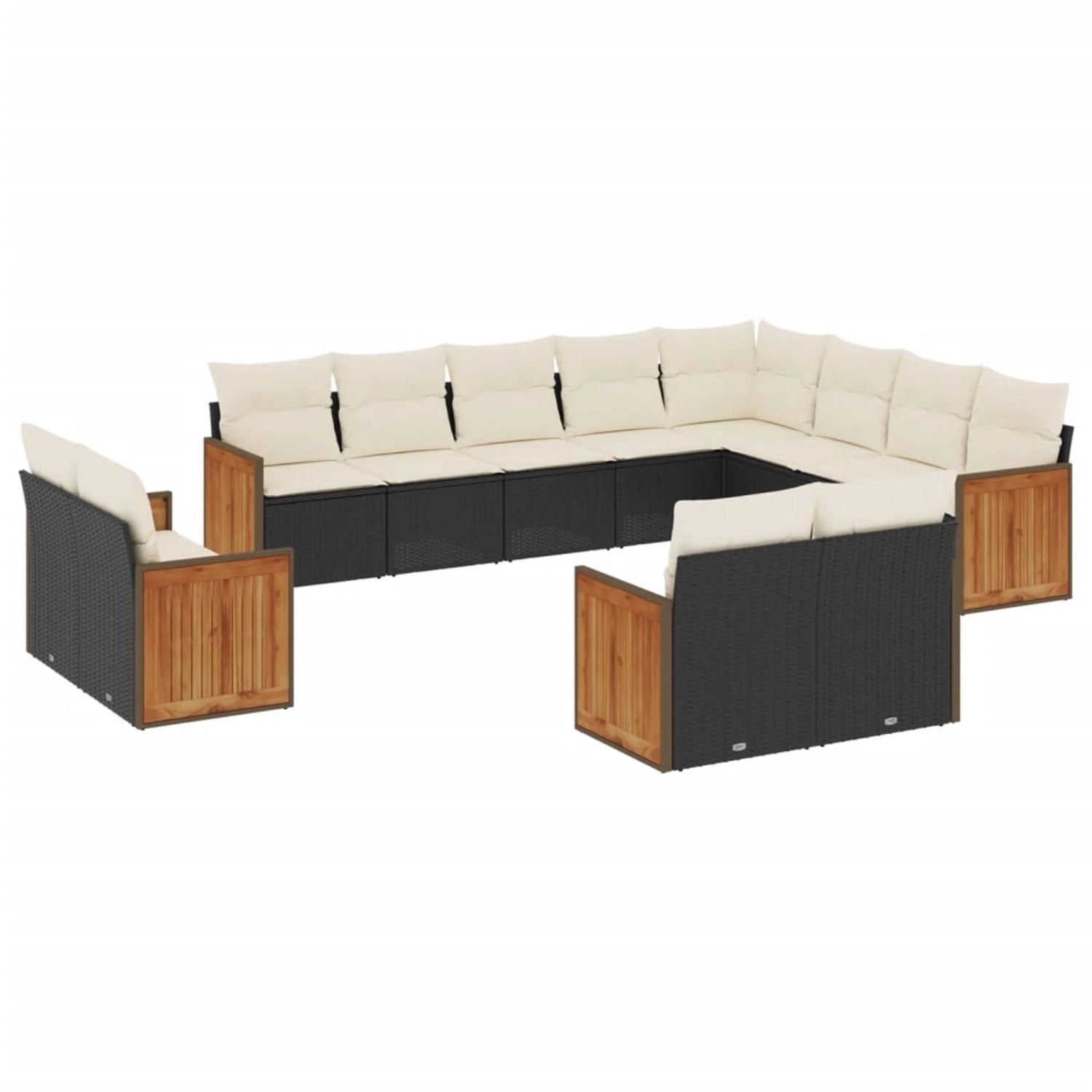 vidaXL 12-Tlg Garten-Sofagarnitur mit Kissen Schwarz Poly Rattan 3228191 günstig online kaufen