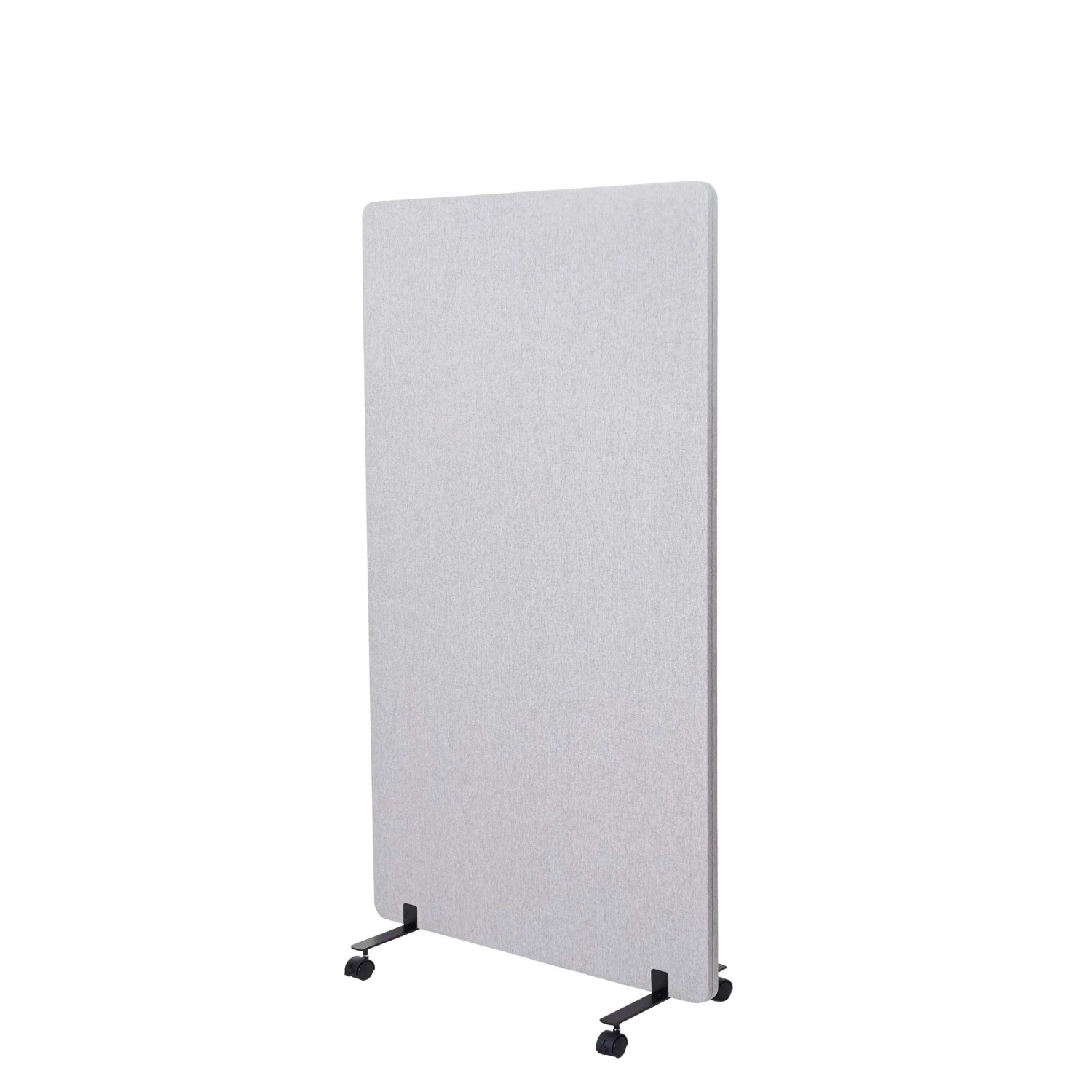 MCW Akustik-Trennwand G77 Doppelwandig Rollbar Textil 147x80cm Grau