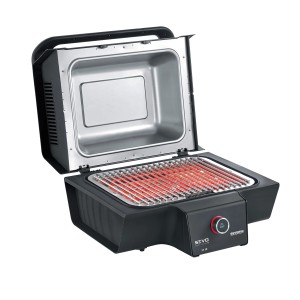 Severin PG 8138 SEVO Smart Control GT Tischgrill mit geöffnetem Deckel und Grillrost.