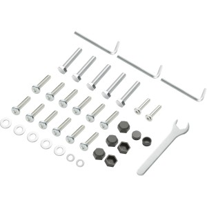 Montage-Set für Asheville Lounge-Set: Schrauben, Muttern, Schlüssel zur Befestigung der Gartenmöbel.