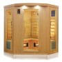 Dewello Infrarotkabine Haley, 160x160cm, für 2-4 Personen. Hemlock Tannenholz Sauna mit Vollspektrumstrahler.