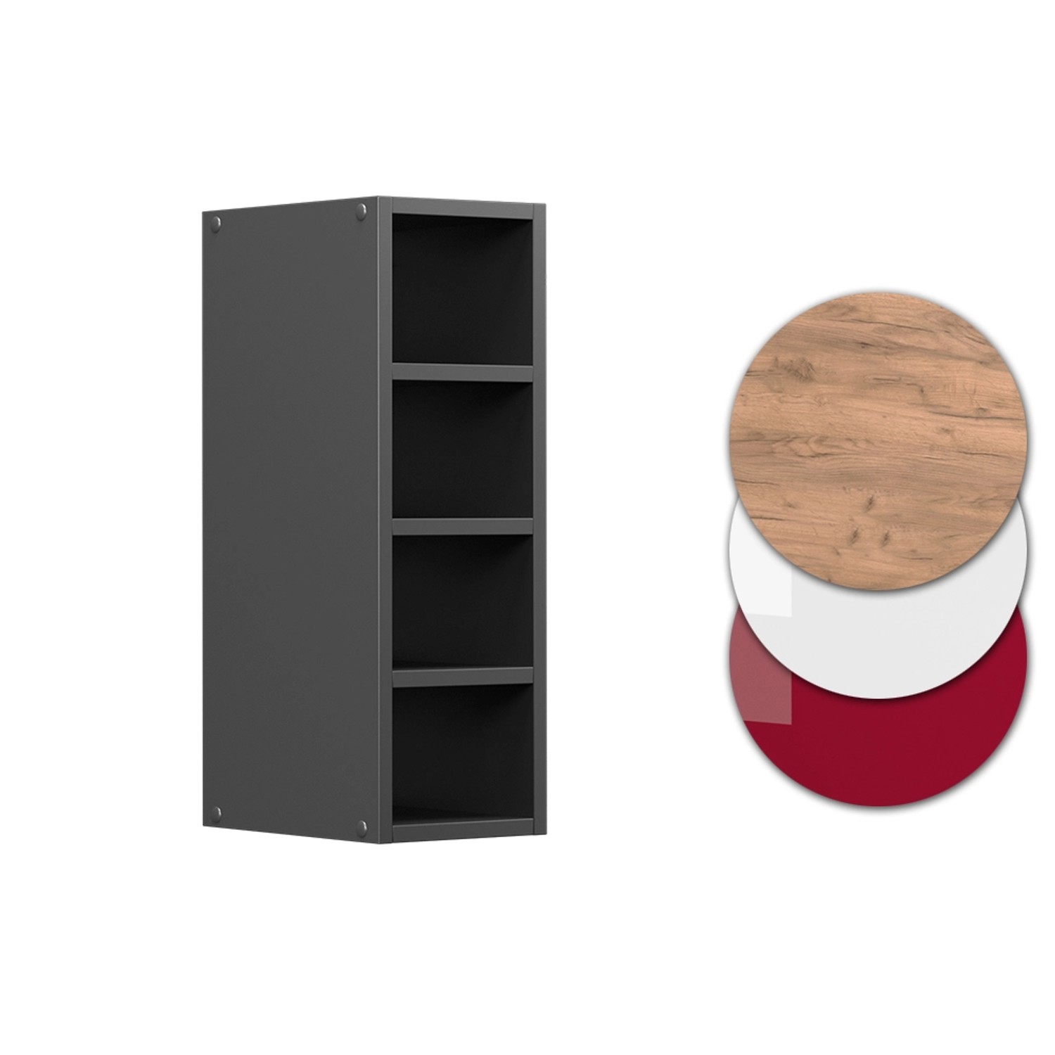 Vicco Hängeschrank R-Line, offener Küchenschrank in Anthrazit, 20 cm breit.