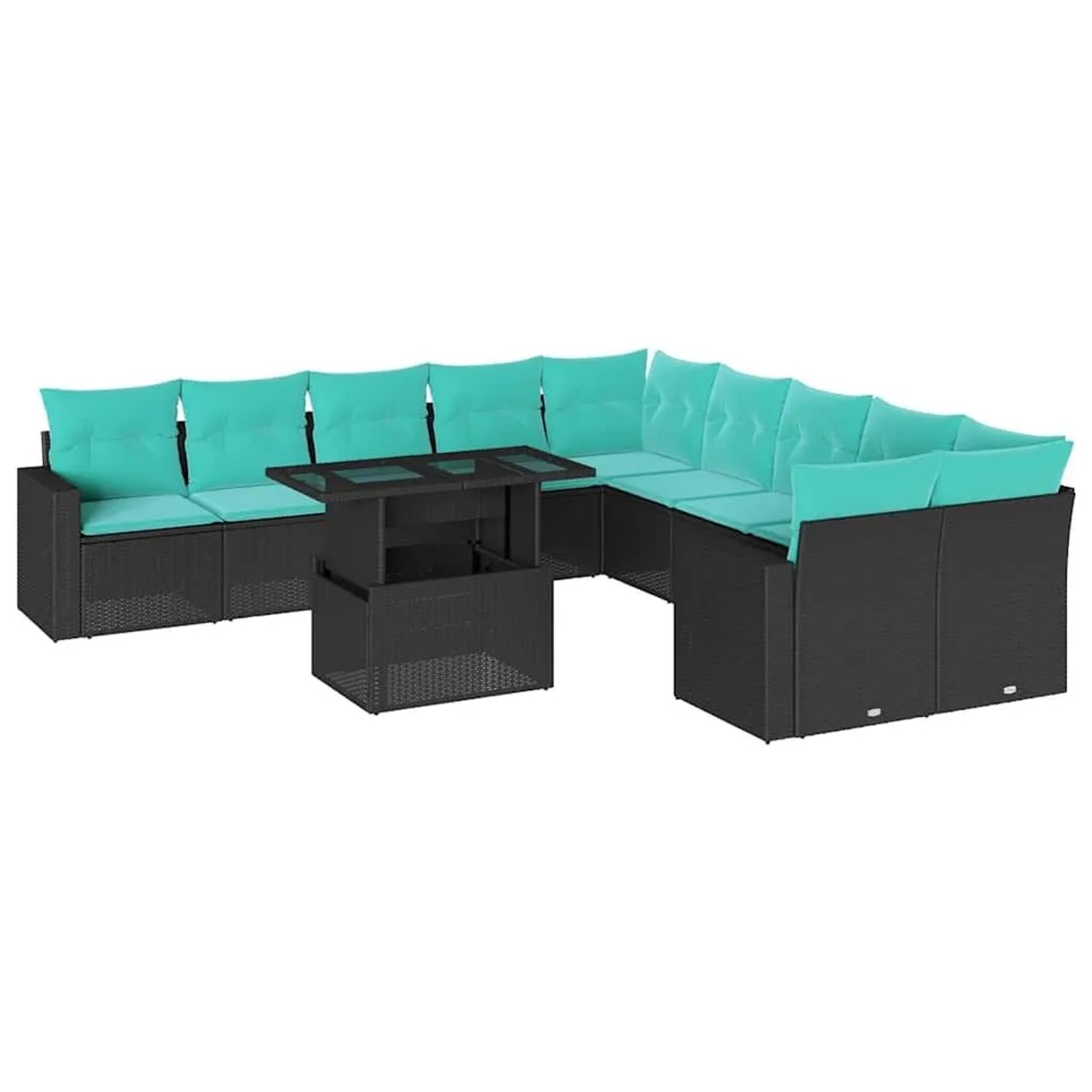 vidaXL 11-Tlg Gartensofa-Set mit Kissen Schwarz Polyrattan 3267537 günstig online kaufen