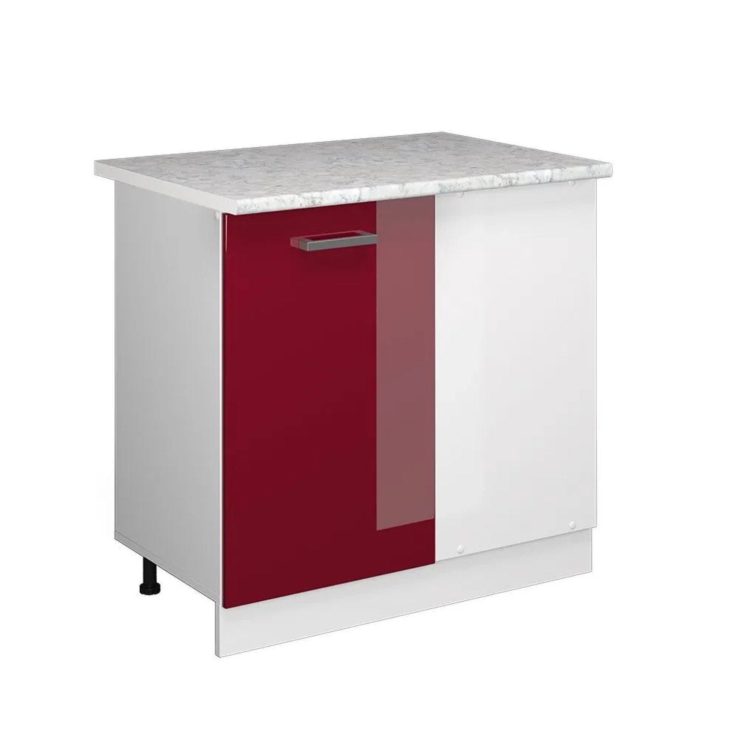 Vicco Eckunterschrank R-Line Rot Hochglanz 86 x 82 AP Marmor