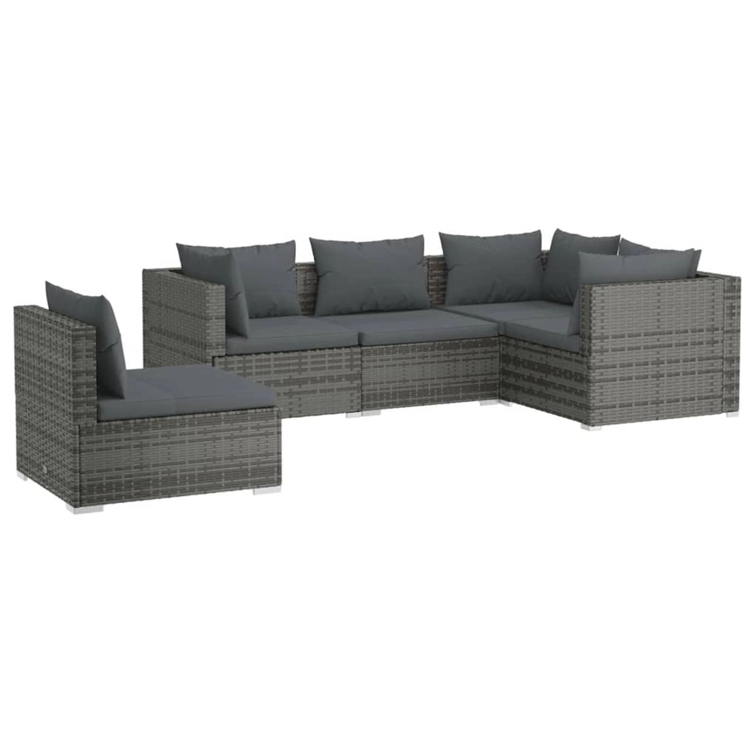 Vidaxl 5-tlg. Garten-lounge-set Mit Kissen Poly Rattan Grau günstig online kaufen